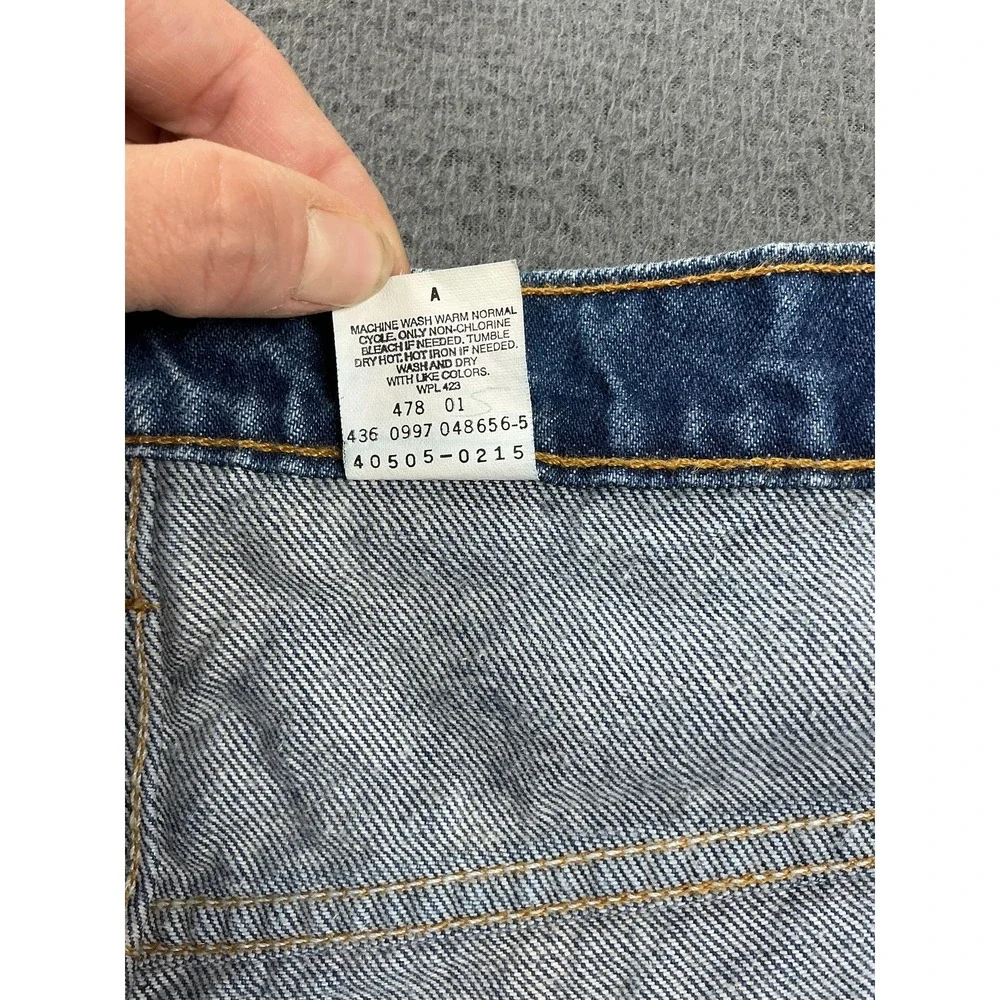Levis Shorts Mens 40 Blue Dark Wash Denim Bermuda Frayed Hem 12 Inseam